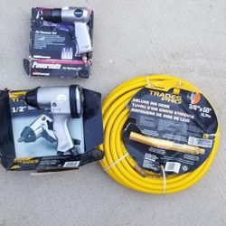 1/2 Air Impact Wrench With Air Hammer And 50ft Air Hose