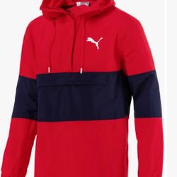 Puma Men's 851643-12 Hooded 1/2 Zip Windbreaker Red and Black Size Small