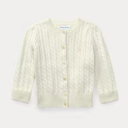 Baby girls Ralph Lauren Mini-Cable Cotton Cardigan size 12 months - NWOT 