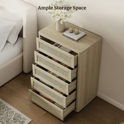 Beautiful 5 Drawer Rattan Dresser
