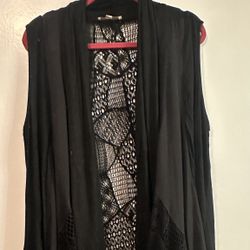 Black Vest Lace Cardigan 