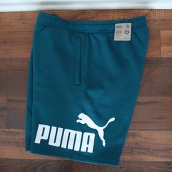 Puma Men's Big Logo Fleece Shorts 10" Cold Green XXL