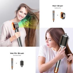 Hair dryer Brush 6 in 1 Hot Air Hair Styler & Dryer Set Negative Ionic Blow Dryer, Auto-wrap, no heat damage
