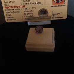4Ct Natural Color Changing Sapphire | Cut Loose Gemstone. Certification Card Included. 