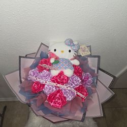 Hello Kitty Plush Ribbon Roses Bouquet 
