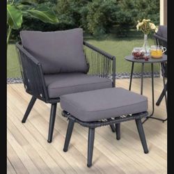 2pcs rope rattan sofa set gray. 33/41Lbs 15/18.6kgs gray .. 1chair 1 table gray C013