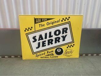 2015 SAILOR JERRY Spiced RUM Ask For The Original “EIGHT BALL” Tin/METAL Sign PROMOTIONAL •ADVERTISEMENT Merchandise 👀 (please read description)