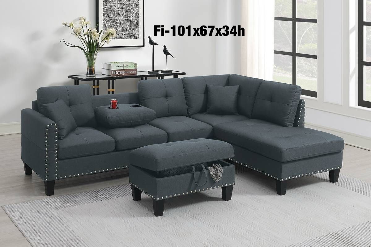 $350 Sectional With Storage Ottoman 