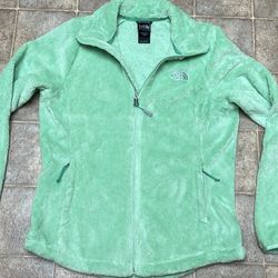 The North Face Osito Mint Green Fuzzy Full Zip Fleece Jacket Womans M Medium -LIKE NEW 