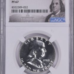 1953 Franklin Half Dollar NGC PF PR 67 RED-001 Franklin Label
