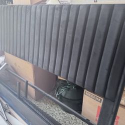 Black Velvet Upholstered King Platform Bed