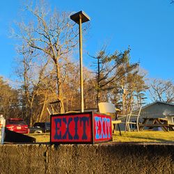 RARE MATCHED PAIR: 1960s/70s Psychedelic 3-Sided "Theater" EXIT Signs