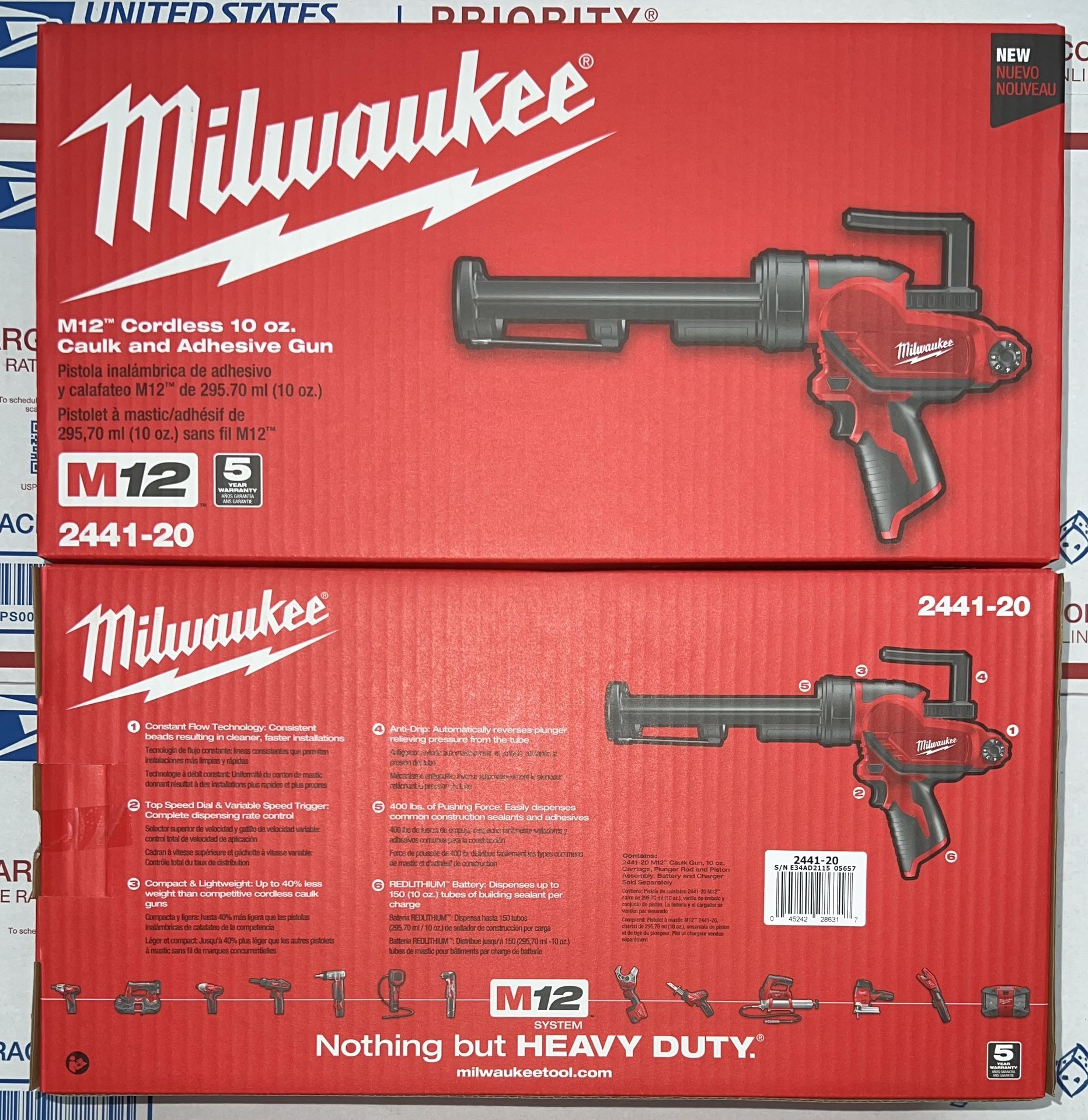 Milwaukee M12 10oz Caulk & Adhesive Tool. Tool Only. Model #2441-20