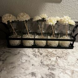 Cute Black Metal Decor Frame W Glass Small Flower Vases