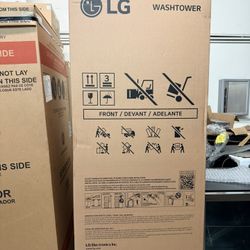 LG WashTower Stacked SMART Laundry Center 5.0 Cu.Ft. Front Load Washer & 7.4 Cu.Ft. Gas Dryer in Black Steel w/ Steam