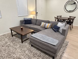 Gray Fabric Sectional Sofa with Chaise