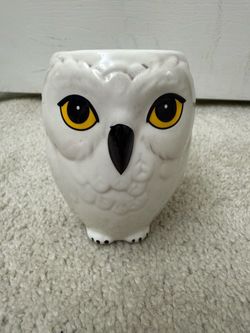Harry Potter Hedwig Owl 3D Sculpted Ceramic Mug White Yellow Eyes Collectible