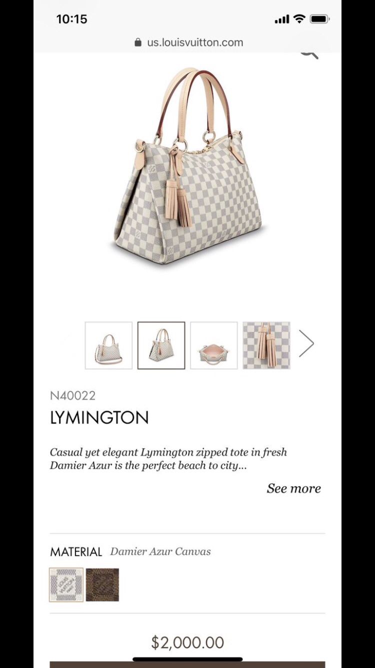 Louis Vuitton, Bags, Louis Vuitton Lymington Damier Azur Tote Bag Charm  Key Holder