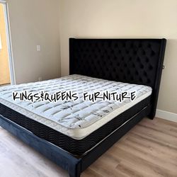 New King Bed Frame With Mattress 