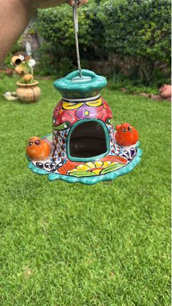 Ceramic Bird Feeder, Talavera Pottery,