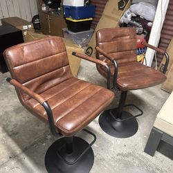 DUHOME Faux Leather Bar Stools Set of 2