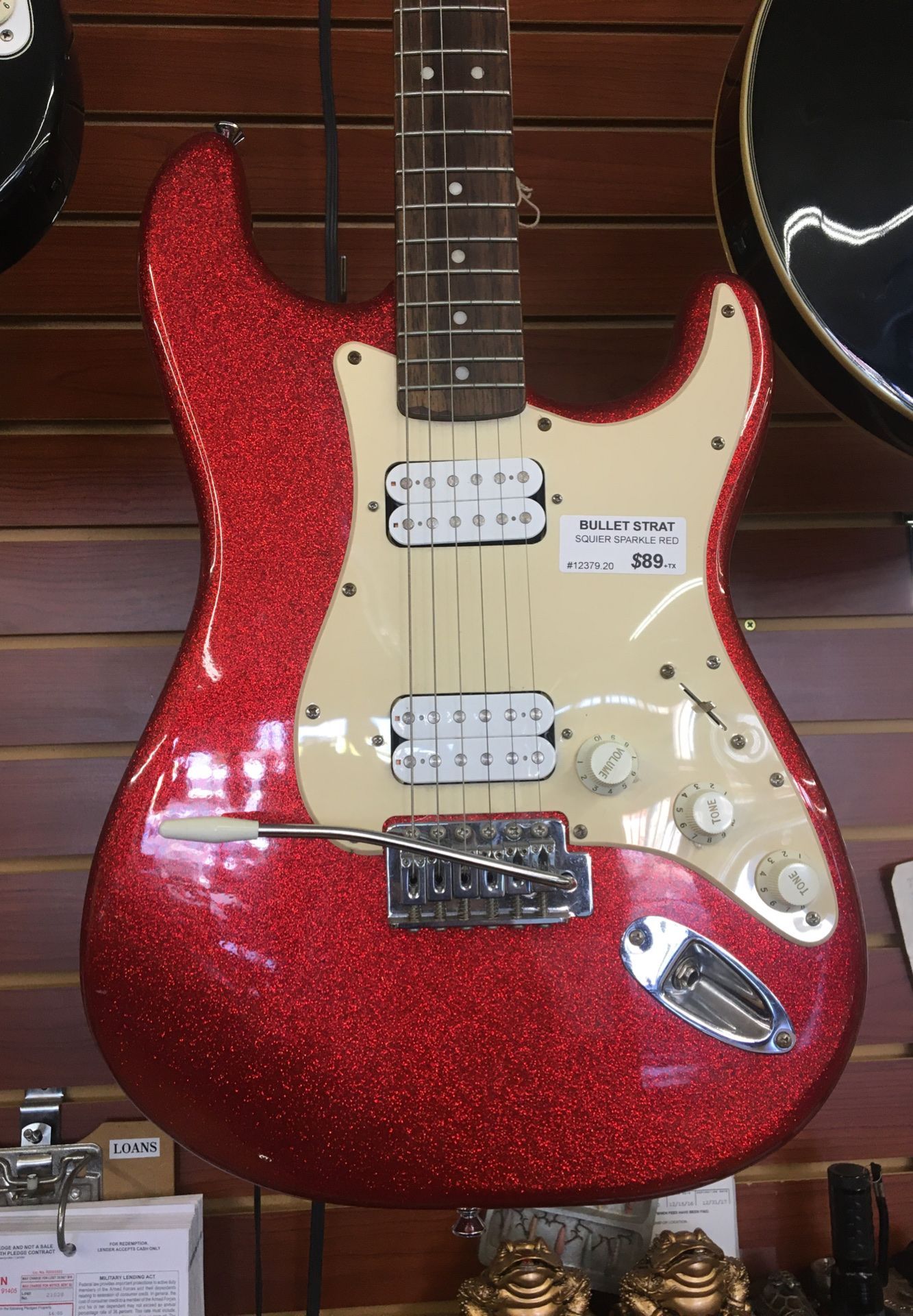 Squier bullet strat sparkle red electric guitar