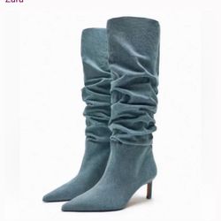 Zara Denim Boots Size 40 