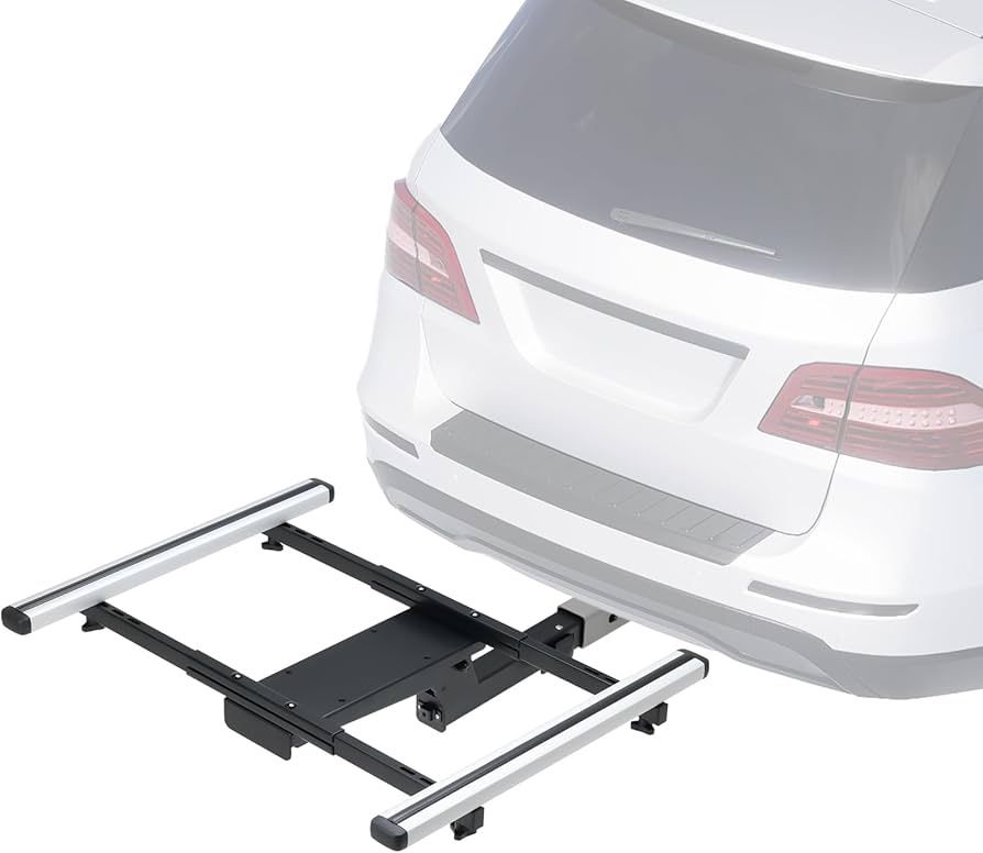 Multifunctional Hitch Rack Platform Rear Cross Bar, Folding Hitch Cargo Carrier, Suitable for Bike Racks, Cargo Baskets and Boxes, Quick Set