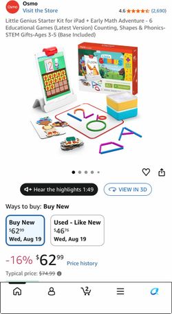 Little Genius Starter Kit for iPad + Early Math Adventure - 6 Educational Games (Latest Version) Counting, Shapes & Phonics-STEM Gifts-Ages 3-5 (Base 