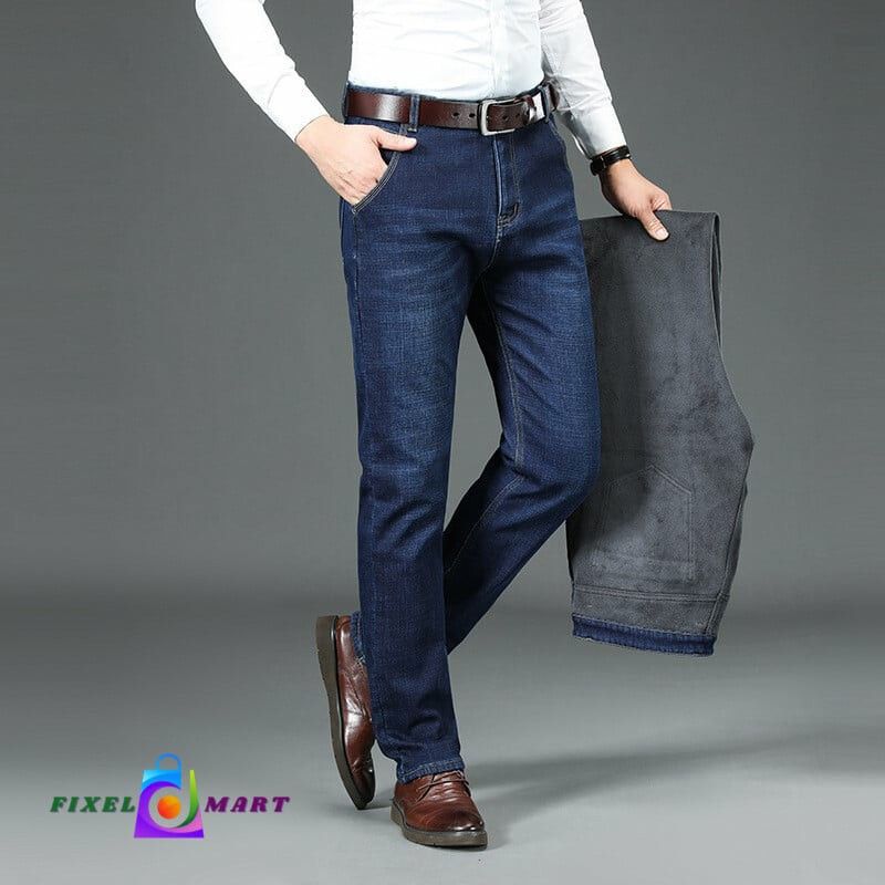 Fleece Lined Padded Warm Keeping Straight Jeans

