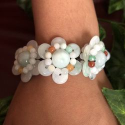 Certified A grade jadeite gemstone adjustable bracelet 6’