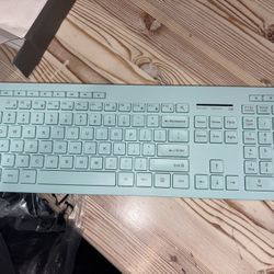 Blue Wireless Keyboard And Mouse