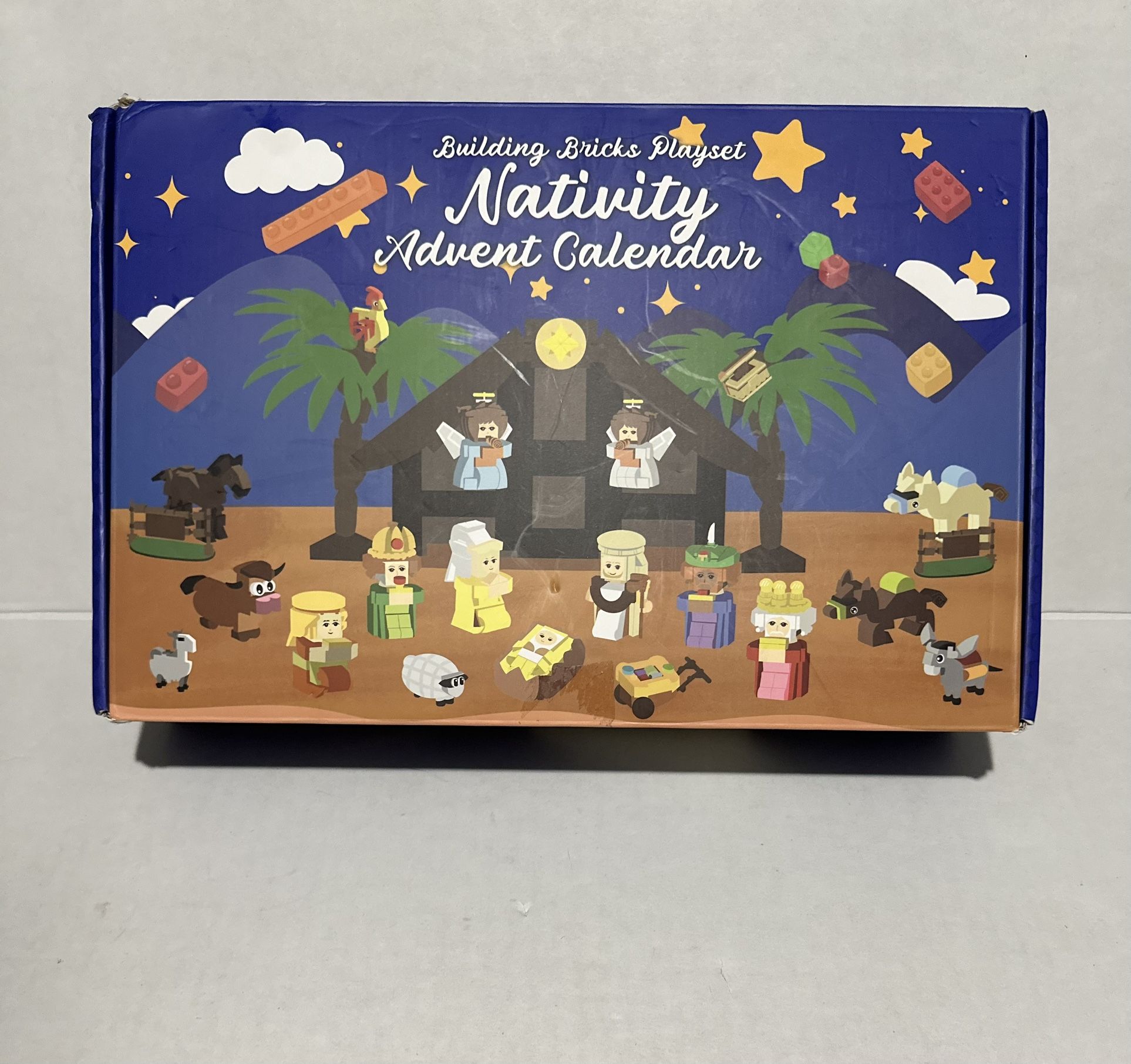 Beautiful Nativity Lego Set New In Box Create 1 Lego Figure each day to complete the Whole Manger Set.