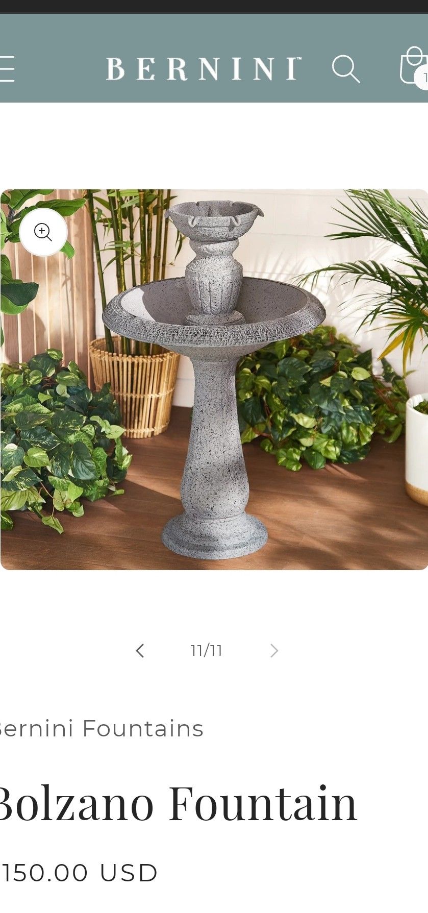 TODAY ONLY 60 $ HAPPY MOTHERS DAY Bernini Bolzano Water Fountain Different Colors