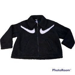Nike NSW Swoosh Sherpa Jacket Black White Women’s Size Large