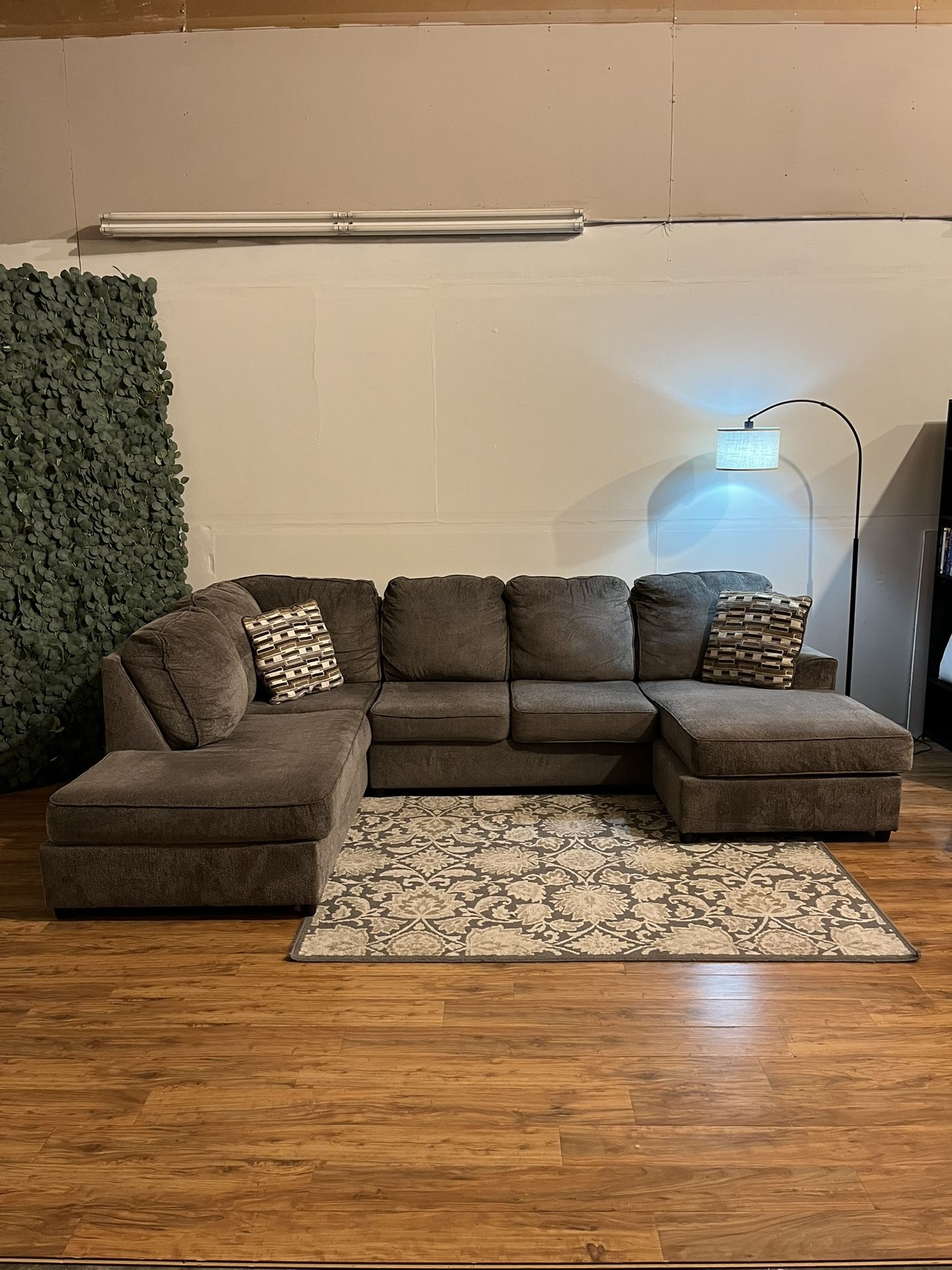 Ashley’s Double Chaise U Sectional in Gray