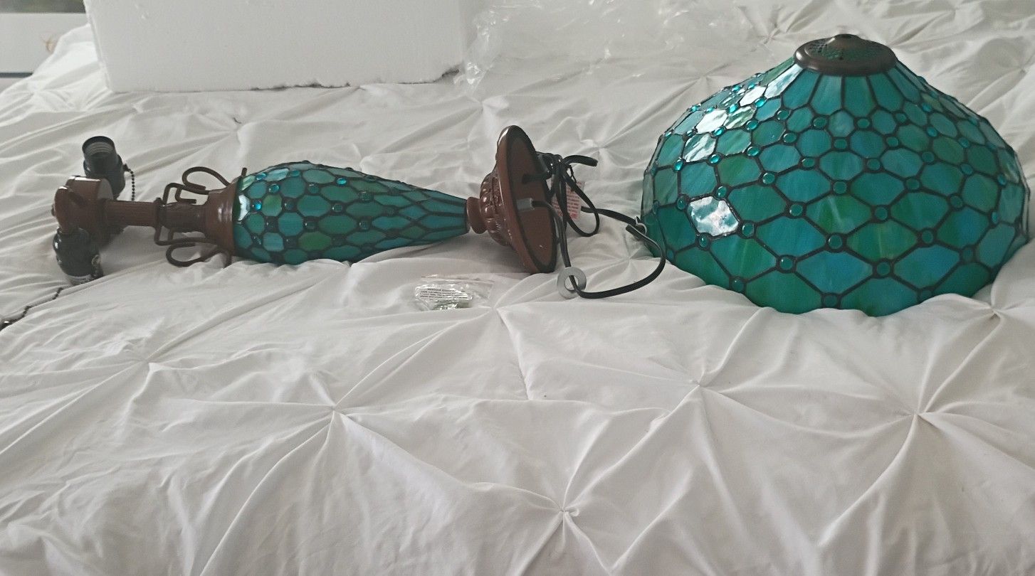 Brand New Tiffany Aqua Marine Desk Lamp