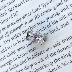 Handmade Bar Charm Bead with Pink Diamond & Hollow Design, Elegant Style, Fits Pandora Bracelets