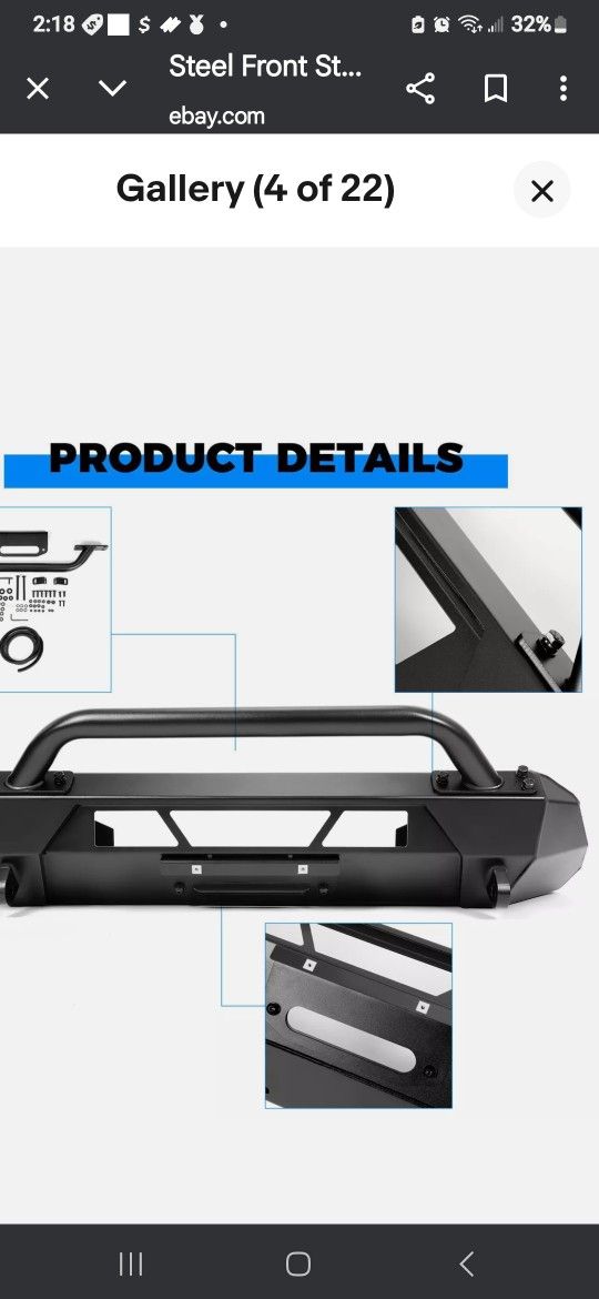 Steel Front Stubby Bumper Guard Bull Bar Hidden Winch For Toyota Tacoma 2O16-2O23