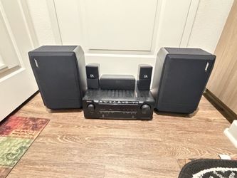 Sounds set up,,Denon 5.2 channel A/V receiver,Denon S-Series Denon AVR-S540BT. With two big BOSE speakers and three small HD sound DIGITAL theater O