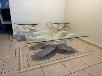 Glass coffee table with 2 end tables