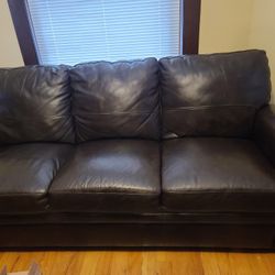 Brown Leather Sofa and Loveseat Set