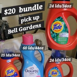 TIDE ULTRA OXI 24 loads/34oz, TIDE FEBREZE 24 loads/34oz, TIDE 25 loads/34oz, & DOWNY ULTRA 60 loads/44oz For $20/$20 x Los 4 