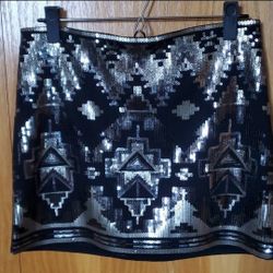 Express black and silver sequin mini skirt  sz S