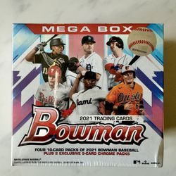 2021 Topps Bowman MLB Baseball Trading Cards Mega Box New Factory Sealed MLB Panini Booster Box Packs Case Bundle SP Chrome Auto MLB Sports