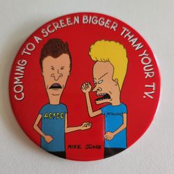 Vintage 1996 Beavis and Butthead Do America Promo Pin Button Viacom Mike Judge