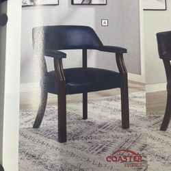 Navy Blue Leather Office Guest Chairs (Set of 2)
