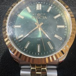 Invicta 47485 43mm Gold Stainless Steel Quartz Men’s Watch Green Dial 50m
