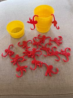 Vintage Milton Bradley 1989 Barrel of Monkeys Game - Yellow w/16 Red Monkeys