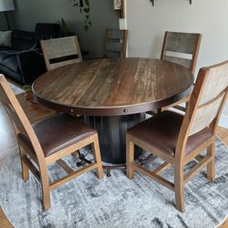 Barrel Dining Table, 4 Chairs & 3 Counter-Height Barstools
